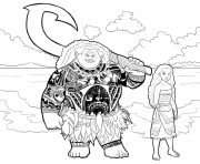 Printable moana and maui  coloring pages